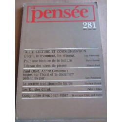 La Pensée n 281 mai juin 1991 Les Kurdes d'irak société...