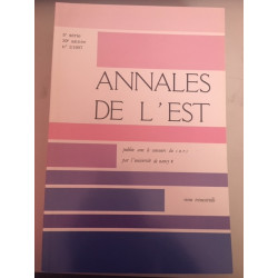 Annales De L'est 5e série 39e année N°2/1987 Revue trimestrielle