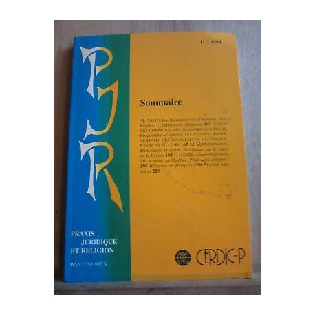 Praxis juridique et religion 11 février 1994 cerdic publications