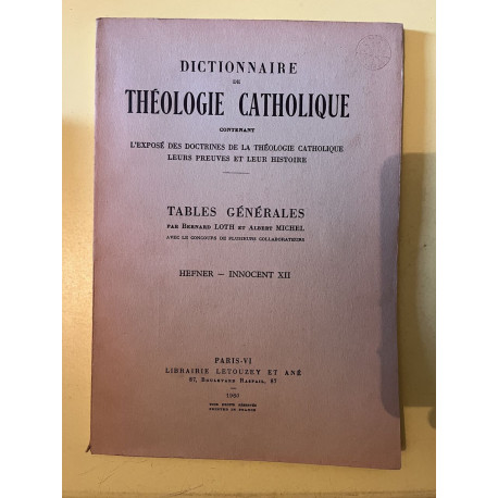 Dictionnaire de théologie catholique Tables générales 1960