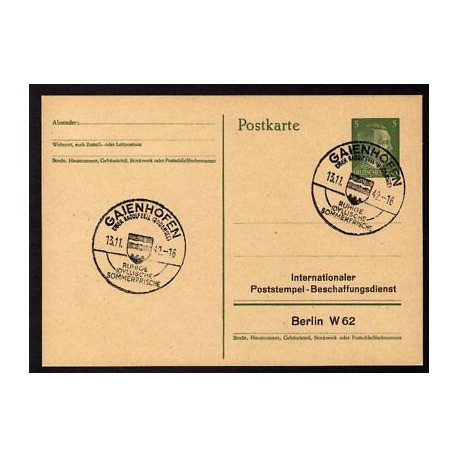 Ganzsache GAIENHOFEN 131142 Poststempel Berlin W62