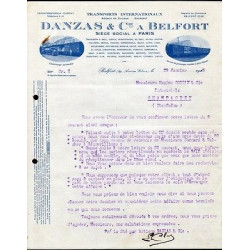 Facture DANZAS Cie à Belfort 90 Transports Internationaux Camions