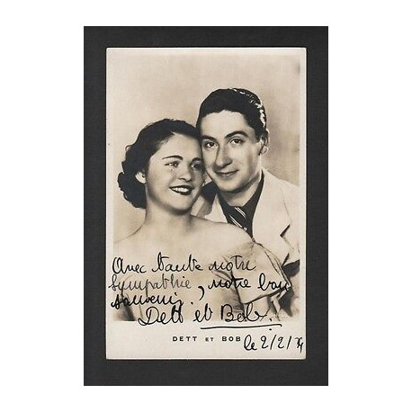 Carte photo couple DETT et BOB dédicacée 0202