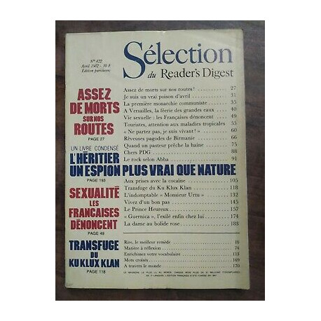 Sélection du Reader's Digest Nº 422 Avril 1982