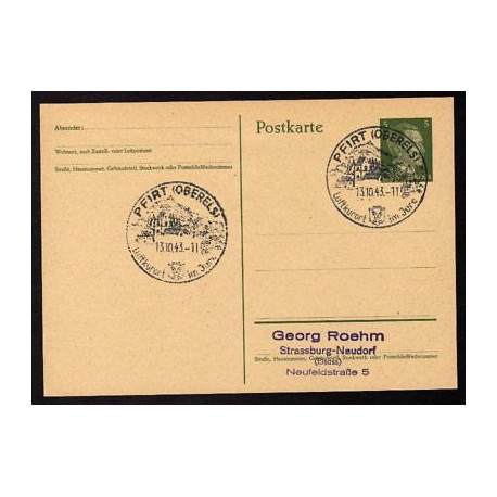 Ganzsache PFIRT Oberels Cachet Spécial 131043 WW2