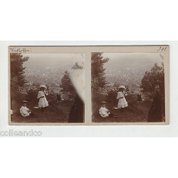 Vue Stéréoscopique Stéréo MILITAIRES A CHEVAL Route de Lenoncourt...