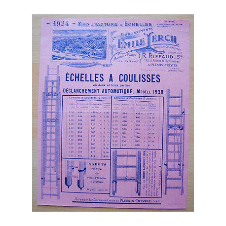 Tarif Emile LERCH Manufacture d'ECHELLES