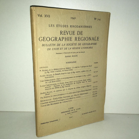 LES ETUDES RHODANIENNES revue de GEOGRAPHIE REGIONALE LYON n 3 4...