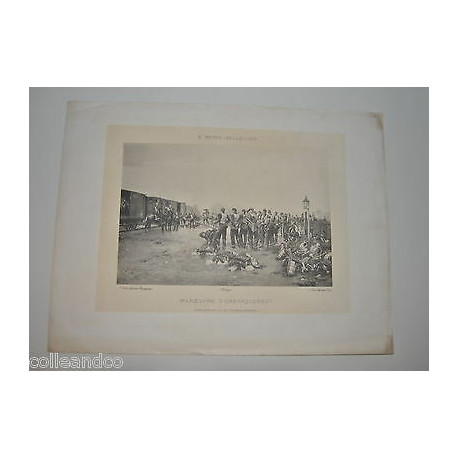 Grande gravure e berne bellecour Manoeuvre d'embarquement SOLDATS