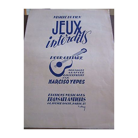 Musique du Film Jeux interdits pour guitare par Transatlantiques