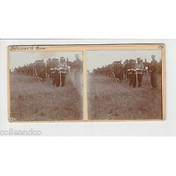 Vue Stéréoscopique Stéréo MILITAIRE Officiers à la revue KEHL Saumon