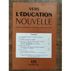 Vers l'éducation nouvelle n175 Septembre 1963