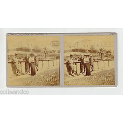 Vue Stéréoscopique Stéréo ROME ITALIE alsaciens devant basilique...