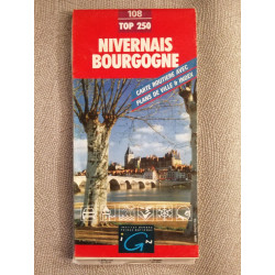 Nivernais bourgogne carte routiere avec plans de ville e index