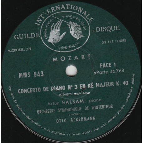 Concerto De Piano N° 3 En Ré Majeur K. 40