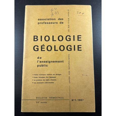 Biologie geologie de l'enseignement public n°1-1967