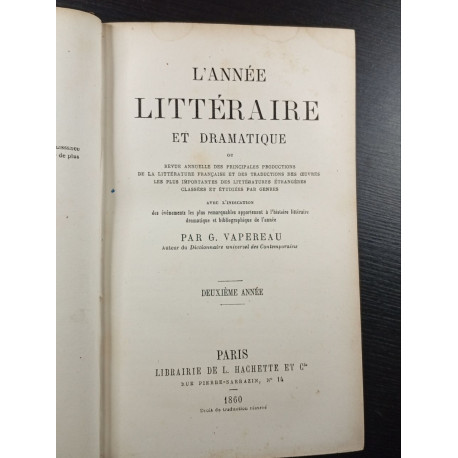 L'Année Littéraire et Dramatique Deuxième Année