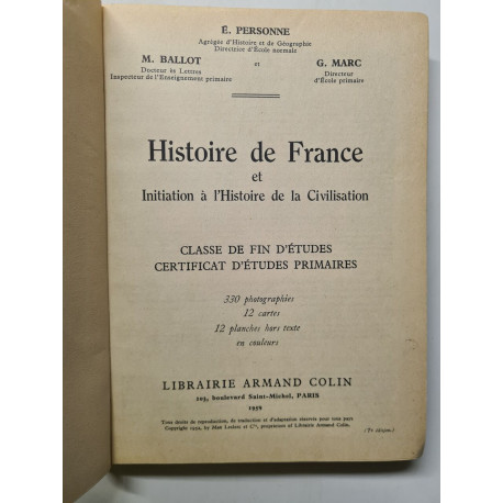 Histoire de France et initiation a l'histoire de la civilization