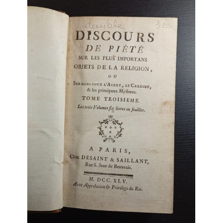 Discours de piété sur les plus importans objets de la...