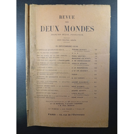 Revue des Deux Mondes 15 décembre 1936