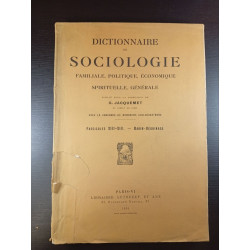 Dictionnaire de sociologie.... Fascicule XIII-XIV. - Babin - Béguinage