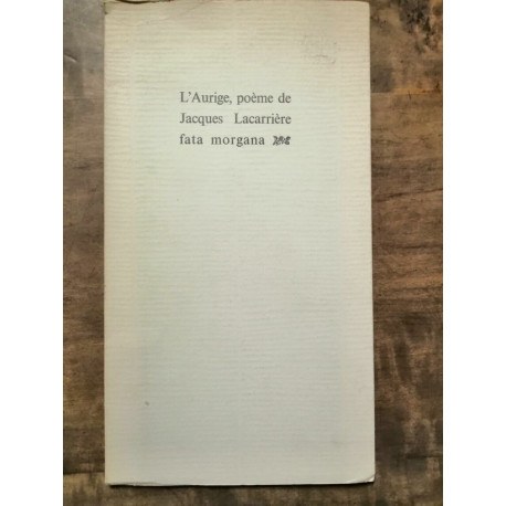 l'aurige poème de Jacques Lacarrière Fata morgana