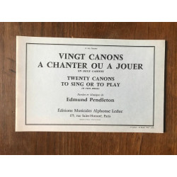 VINGT CANONS A CHANTER OU A JOUER