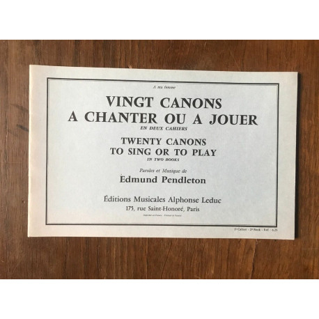 VINGT CANONS A CHANTER OU A JOUER