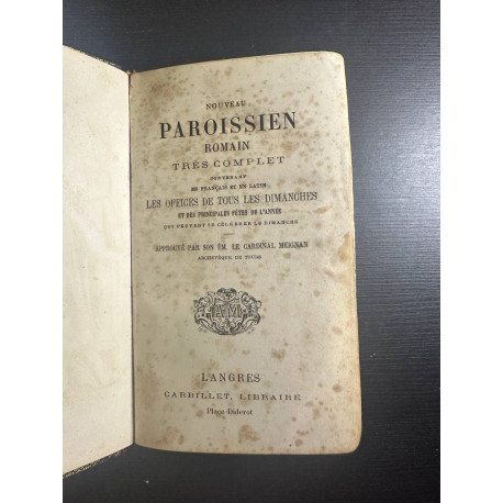 Nouveau Paroissien Romain Très Complet