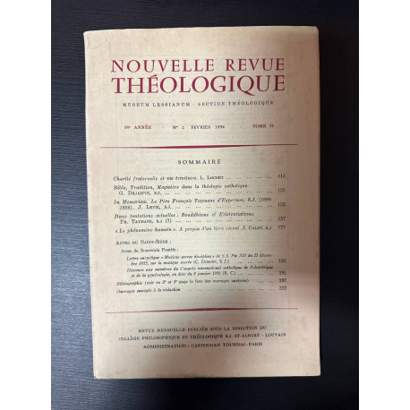 Nouvelle revue théologique 88e année n°2 tome 78