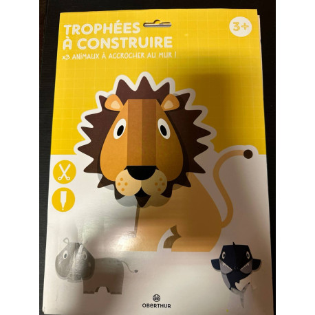 Trophées à construire 3 animaux à accrocher au mur