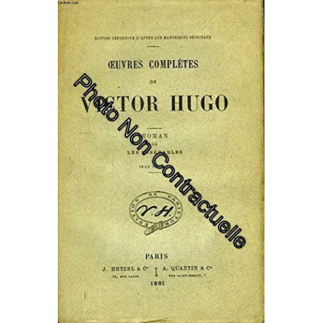 Oeuvres complètes de victor hugo. roman tome ix : les misérables...