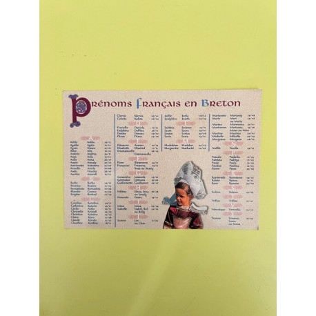 Carte postale-Prénoms Français en Breton