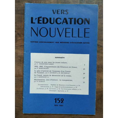 Vers l'éducation nouvelle n152 Mai 1961
