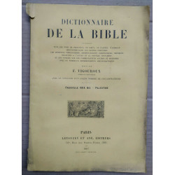 Vigouroux Dictionnaire de la bible Fascicule XXIX Oie palestine
