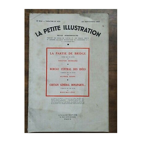 La Petite illustration Nº 840 Thêatre n423 25 Septembre 1937
