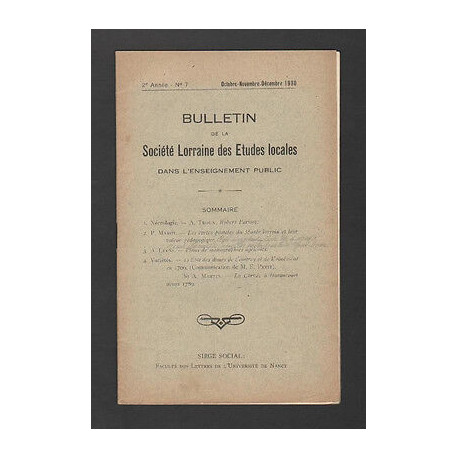 Bulletin Société LORRAINE Etudes Locales n7