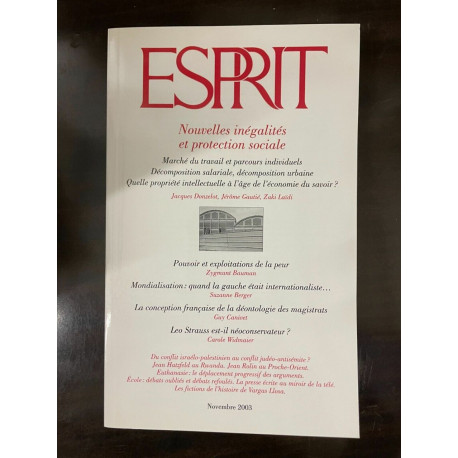 Revue Esprit Nouvelles Inégalités et Protection Sociale Novembre 2003
