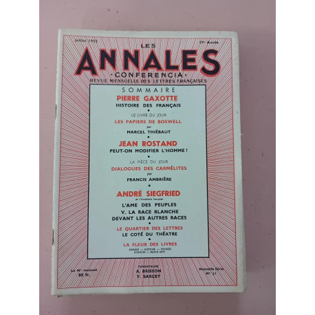 Revue Les annales des lettres françaises N° 21