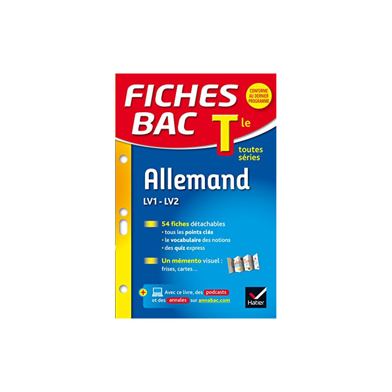 Fiches bac Allemand Tle (LV1 et LV2): fiches de révision -...