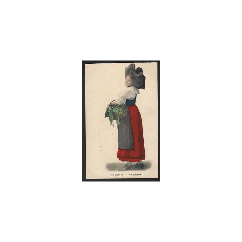 CPA Elsässerin Alsacienne Costume Alsacien Folklore