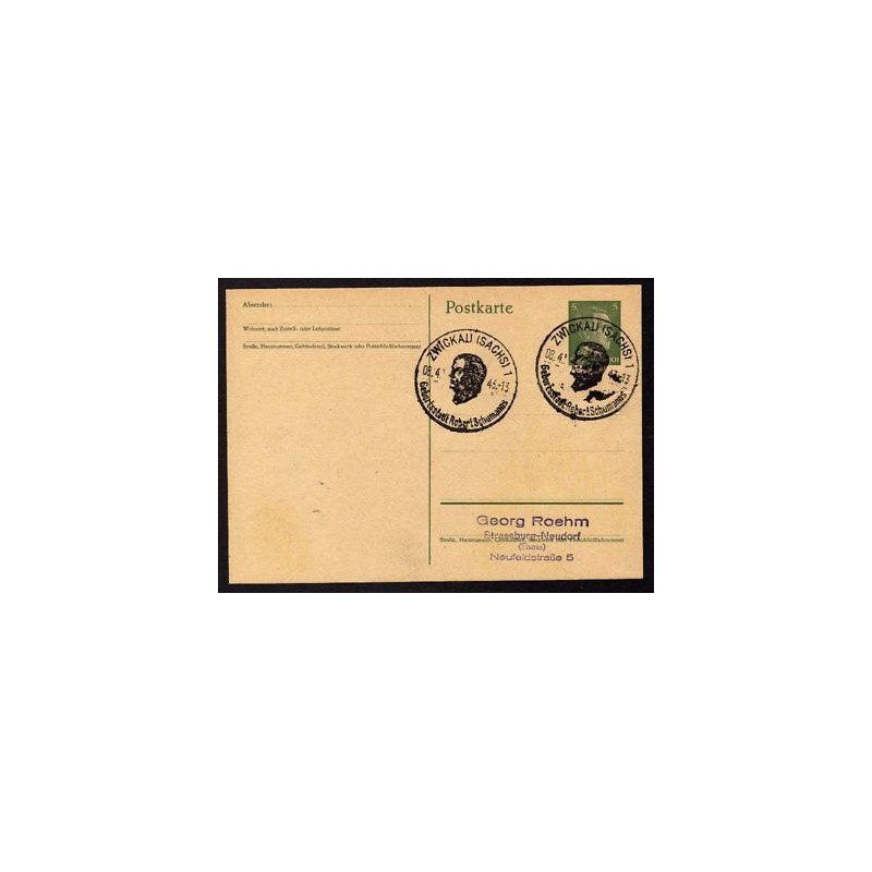 Ganzsache ZWICKAU Sachs Cachet Spécial 080443 WW2