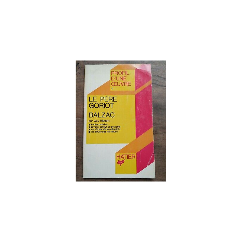 Profil d'une oeuvre Honoré de balzac Le Pére Goriot hatier