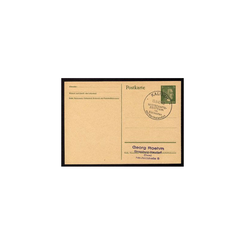 Ganzsache KALISCH Cachet Spécial 130843 WW2 Entier