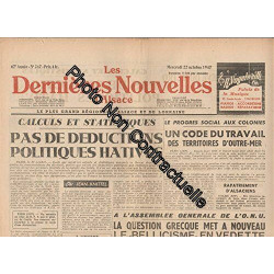 Journal LES DERNIERES NOUVELLES D'ALSACE [No 247] du 22/10/1947