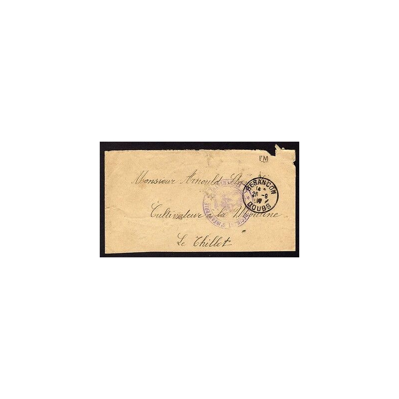 Lettre FM 60e Régiment d'Infanterie Le VAGUEMESTRE CàD Doubs