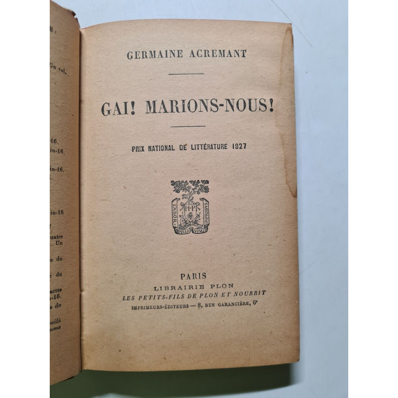 Gai! marions-nous! - 1927