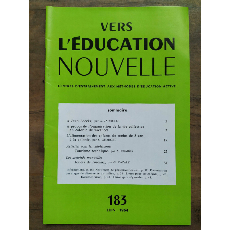 Vers l'éducation nouvelle n183 Juin 1964