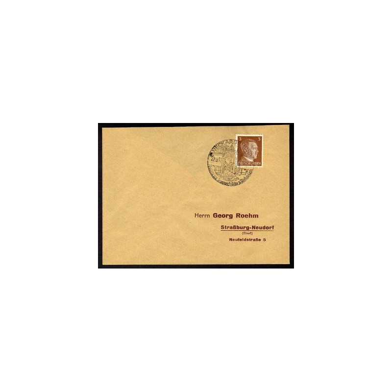 Allemagne n 706 Yv. cachet WW2 NECKARGEMÜND Timbre Allemand Hitler...
