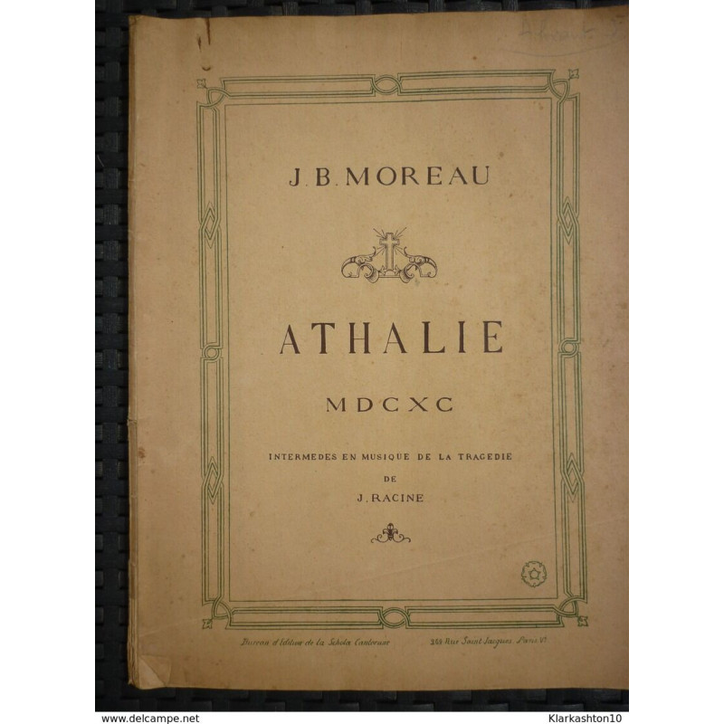 Athalie intermèdes en musique de la tragédie de Racine-1690